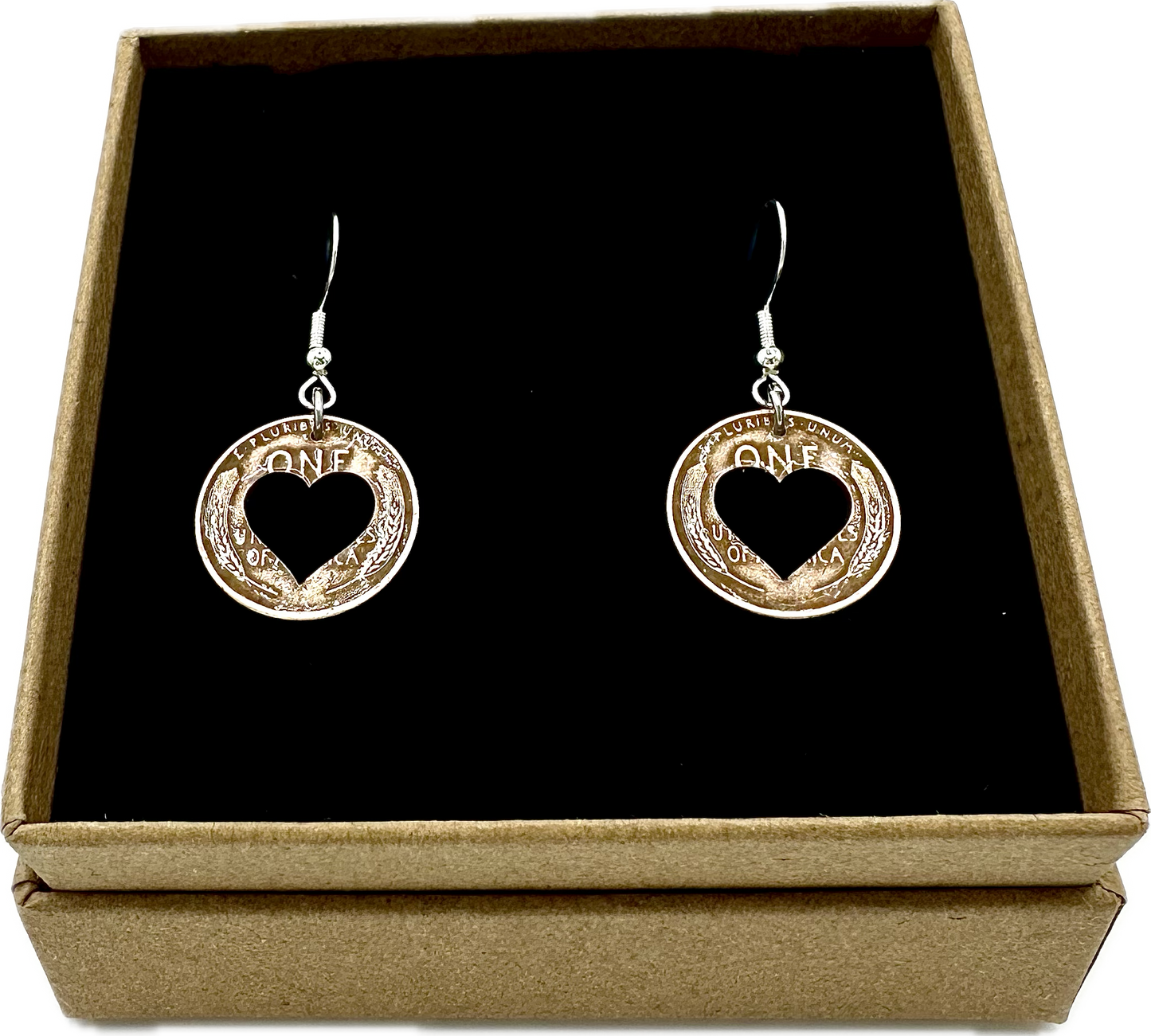 Wheat Penny Hand Cut Heart Coin Earrings - Mountainstruck Coin Jewelry