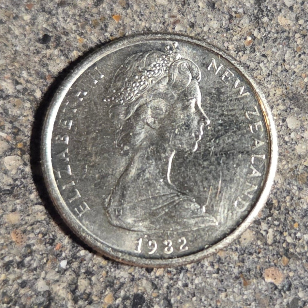 Tuatara New Zealand 5 Cents Coin front on a concrete background. - Mountainstruck Coin Jewelry