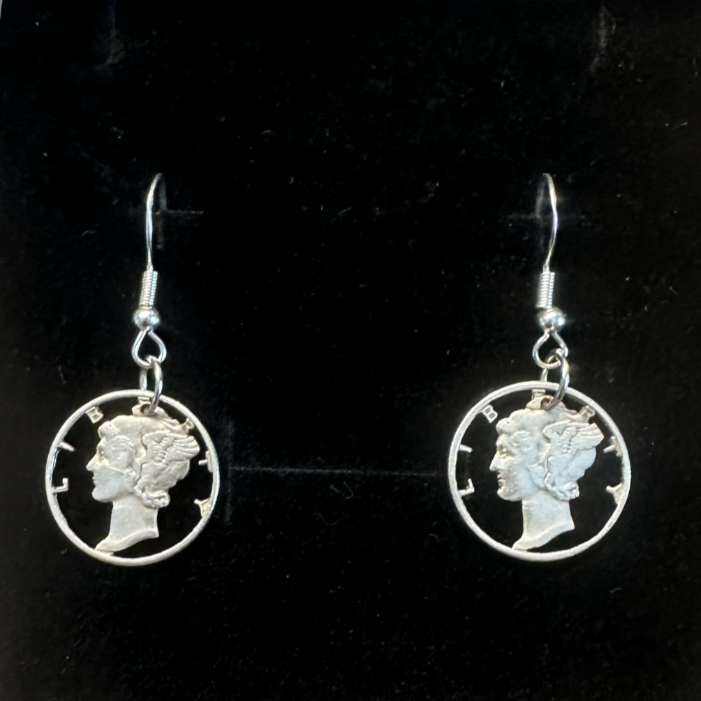 U.S. Mercury Dime Hand Cut Silver Coin Earrings - Mountainstruck Coin Jewelry