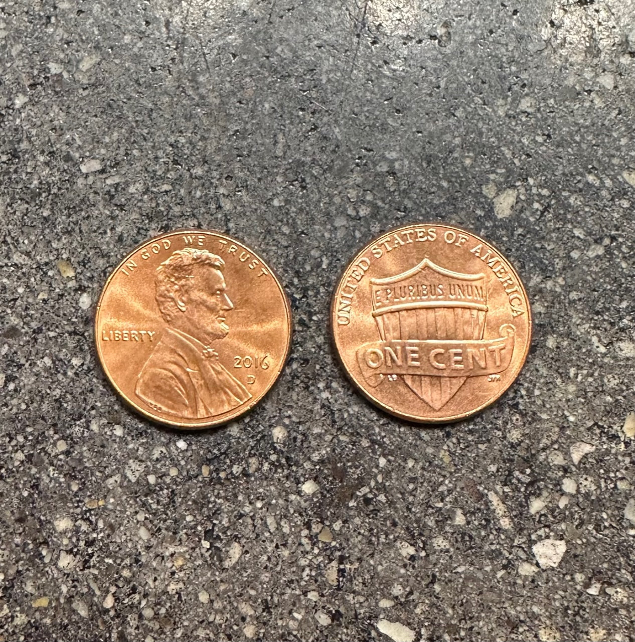 U.S. Shield Penny Coin on concrete background. Front face of coin on the left of picture and back side of coin on the right. - Mountainstruck Coin Jewelry