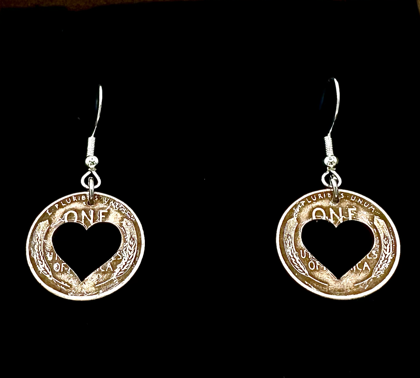 U.S. Wheat Penny Heart Hand Cut Coin Earrings - Mountainstruck Coin Jewelry