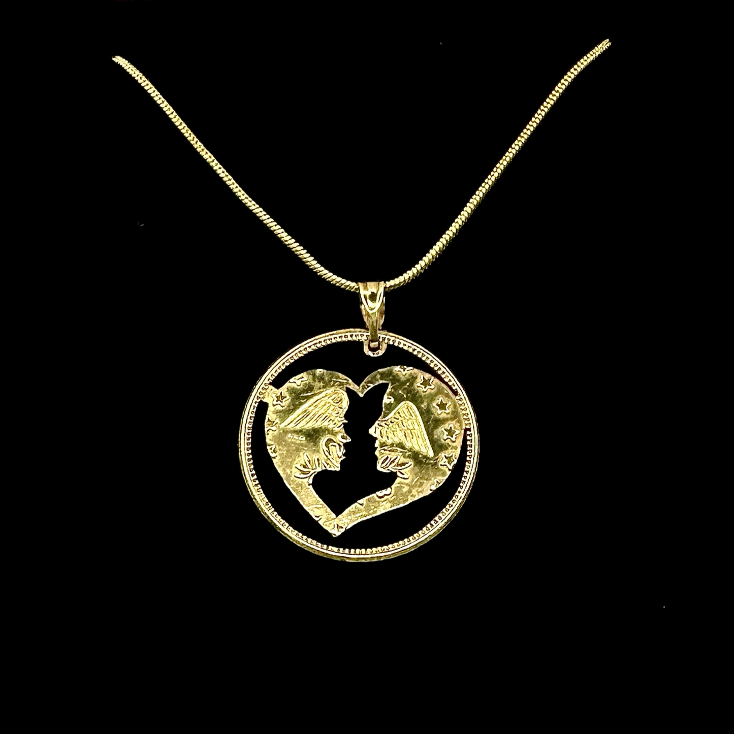 Gold Plated You and I Hand Cut Gold Token Necklace - Mountainstruck Coin Jewelry