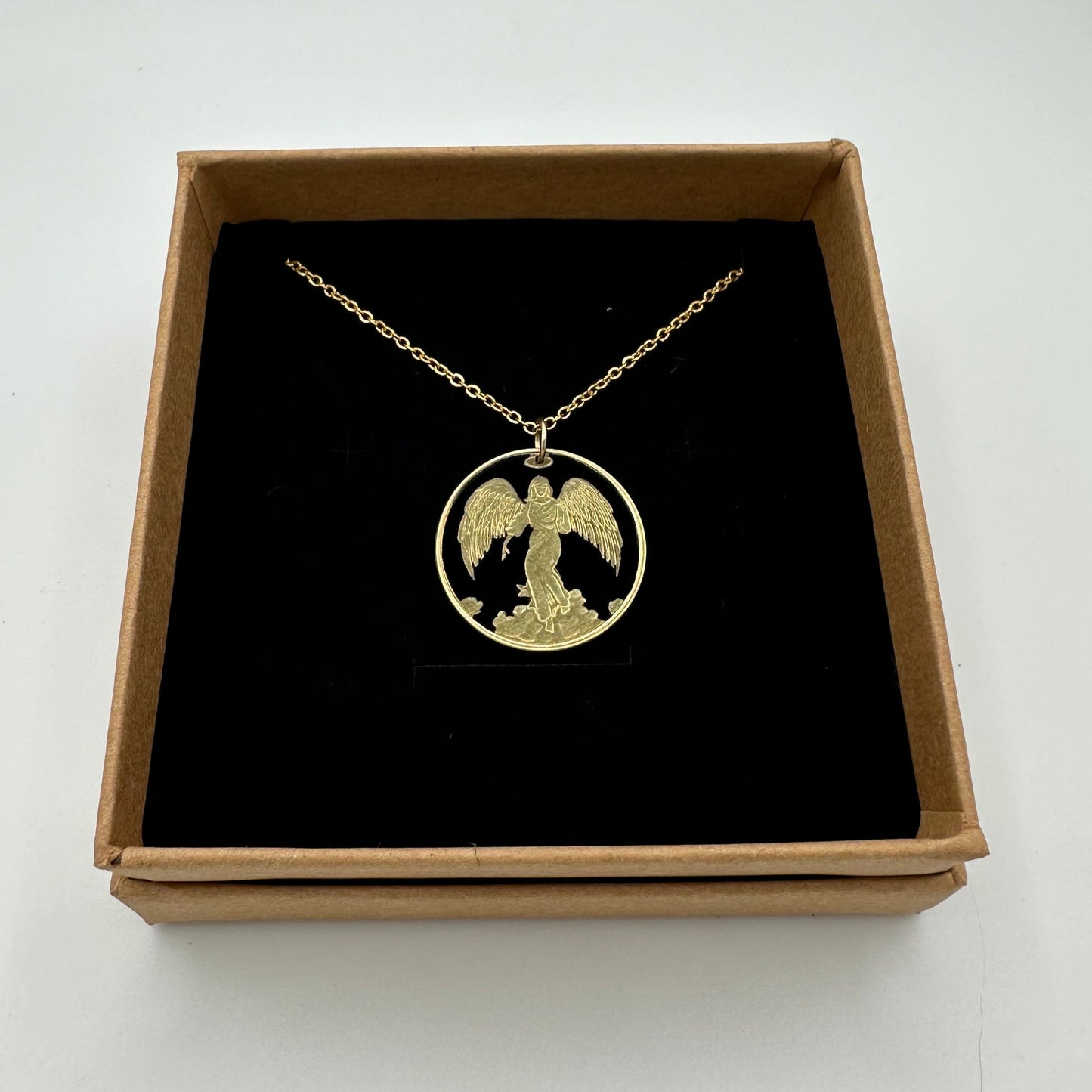 Guardian Angel Hand Cut Token Necklace - Mountainstruck Coin Jewelry