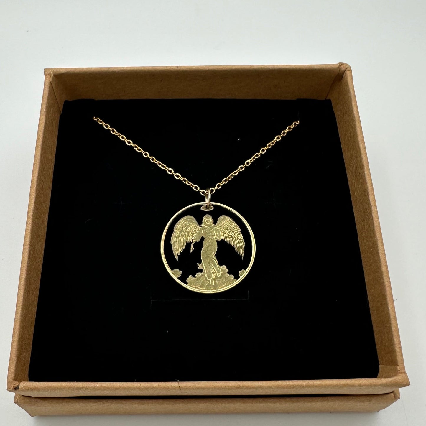 Guardian Angel Hand Cut Token Necklace - Mountainstruck Coin Jewelry