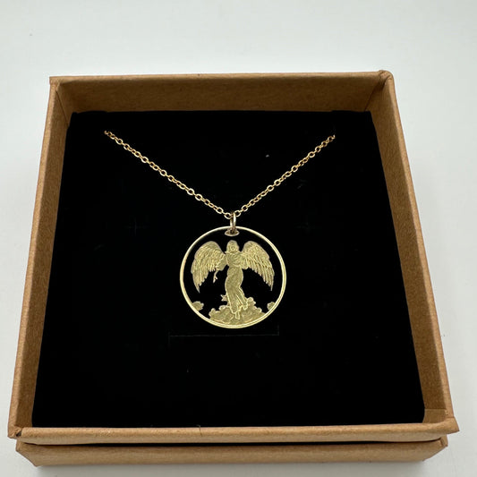 Guardian Angel Hand Cut Token Necklace - Mountainstruck Coin Jewelry