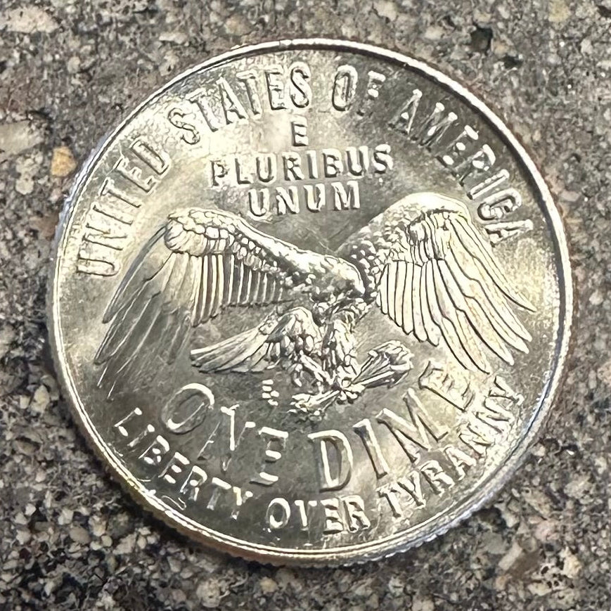 U.S. 2026 "Lady Liberty" Dime Coin back on a concrete background. - Mountainstruck Coin Jewelry
