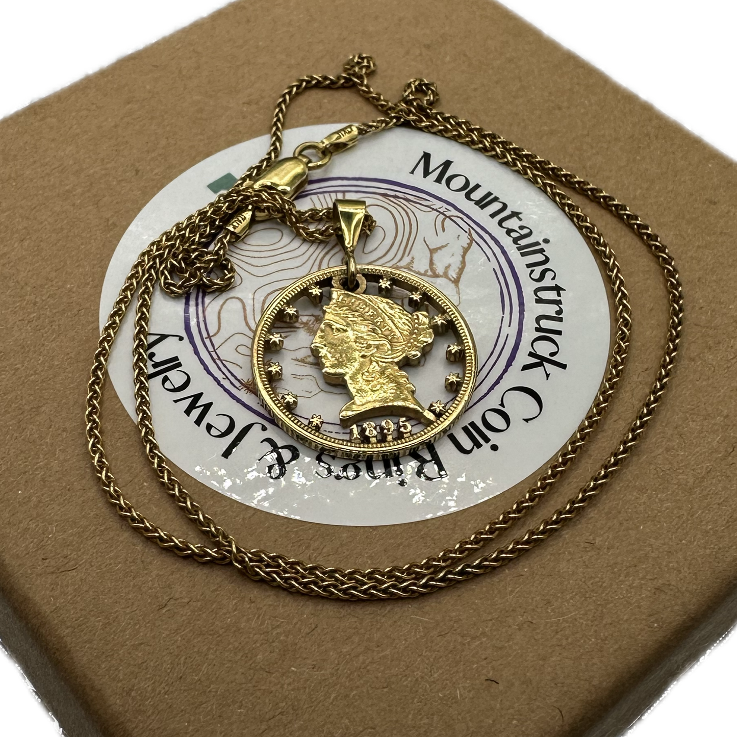 U.S. 22k Gold Half Eagle Hand Cut Necklace - Mountainstruck Coin Jewelry