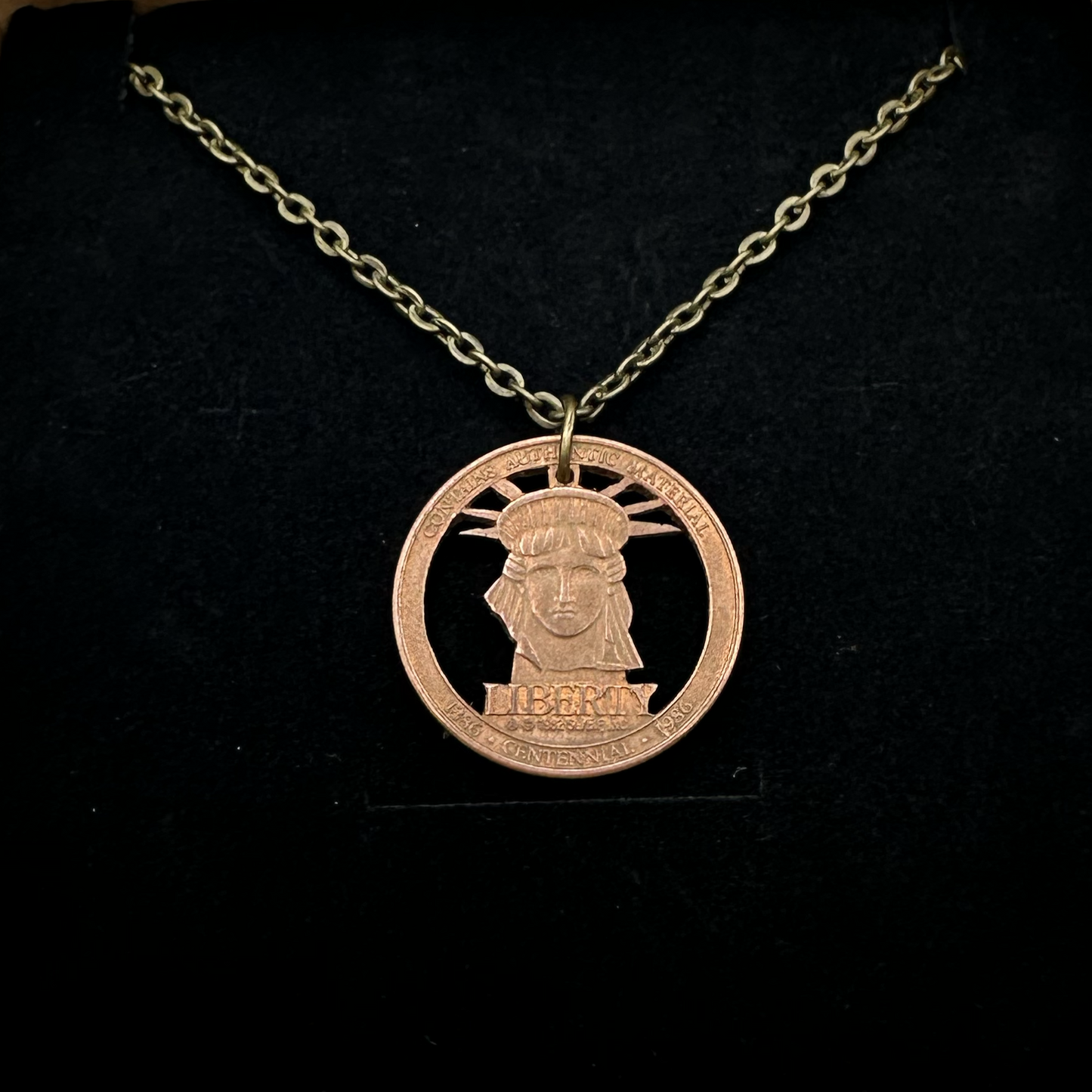 U.S. Authentic Copper Statue of Liberty Hand Cut Token Necklace - Mountainstruck Coin Jewelry