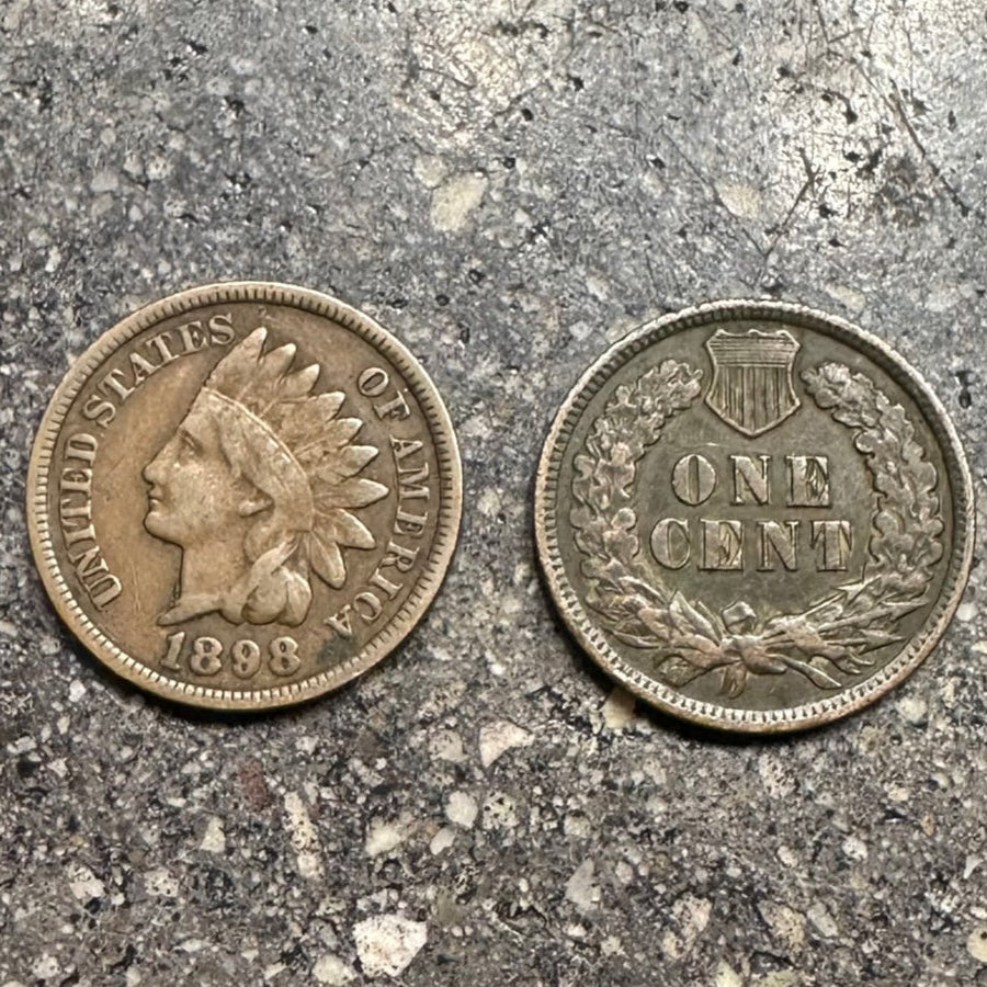 U.S. Indian Head Penny Coin on a concrete background. Front of coin is on the left side of picture and back of coin on the right. - Mountainstruck Coin Jewelry