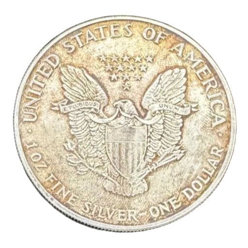 U.S. Silver Eagle coin back on a black velvet background. - Mountainstruck Coin Jewelry