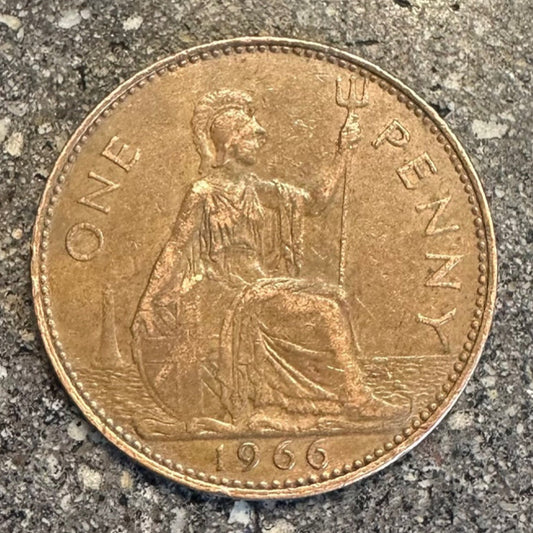 UK One Penny Coin back on a concrete background. - Mountainstruck Coin Jewelry
