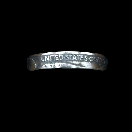 U.S. Buffalo Nickel Coin Ring on a black velvet background. - Mountainstruck Coin Jewelry
