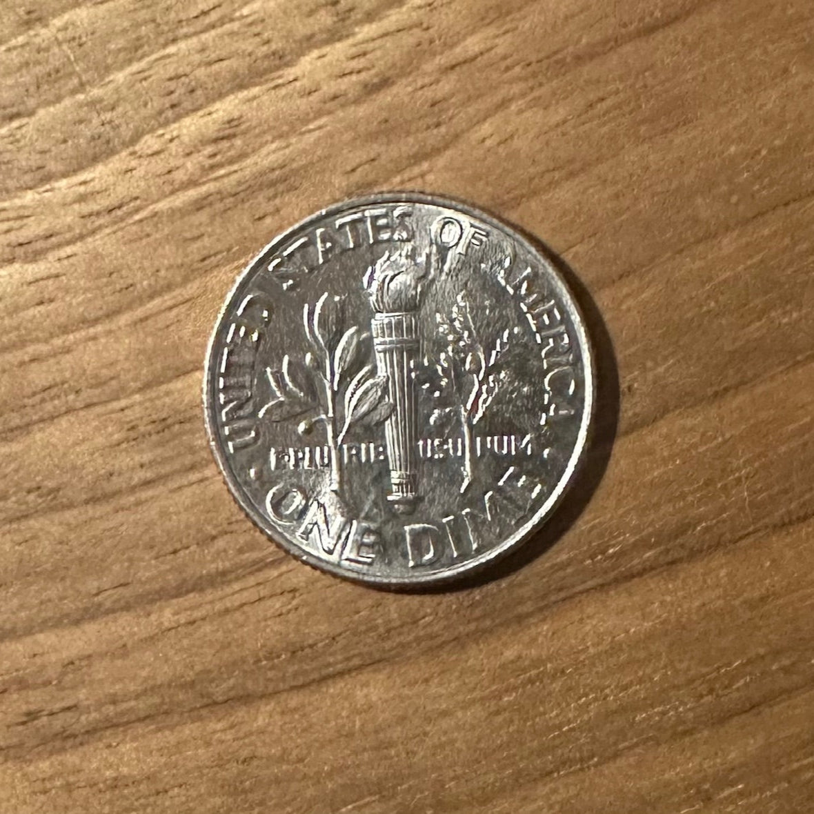 U.S. Dime Coin back on a wood background. - Mountainstruck Coin Jewelry