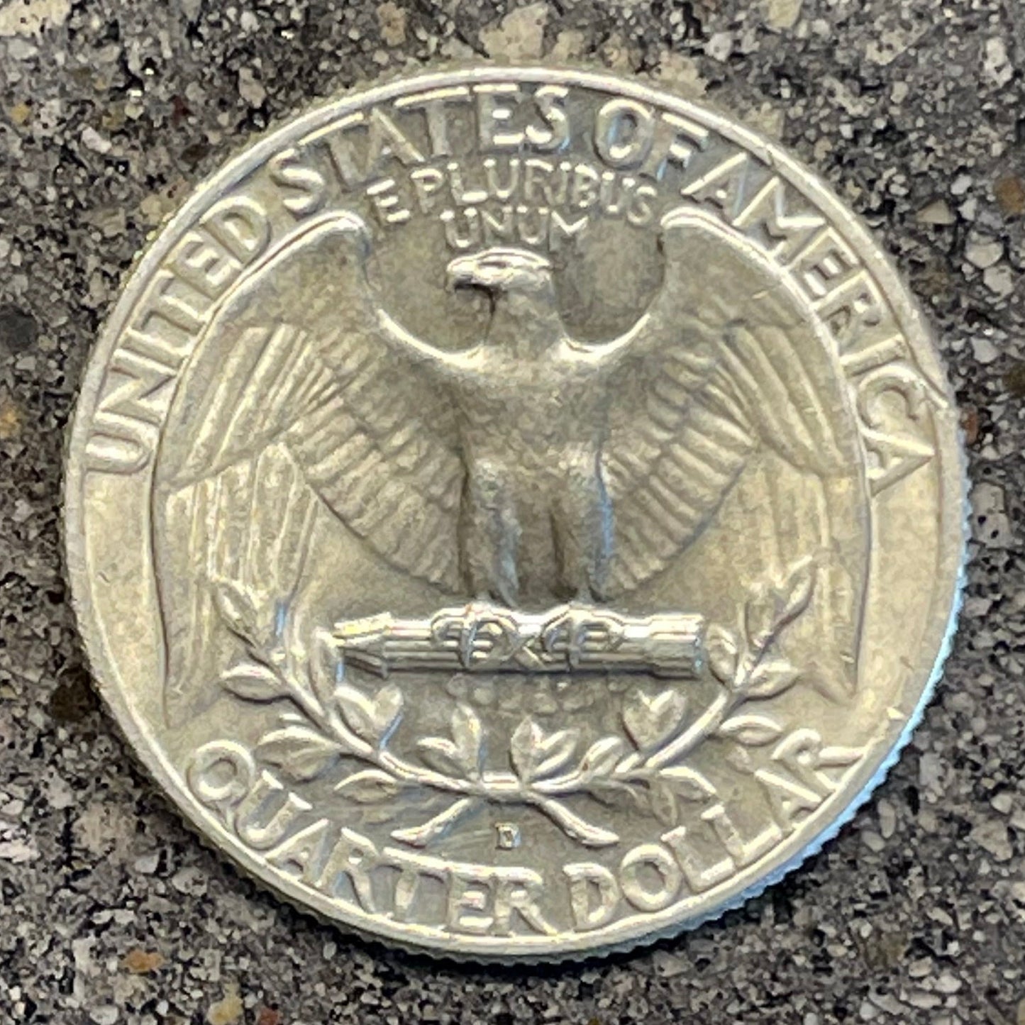 U.S. Washington Silver Quarter Coin back on a concrete background. - Mountainstruck Coin Jewelry