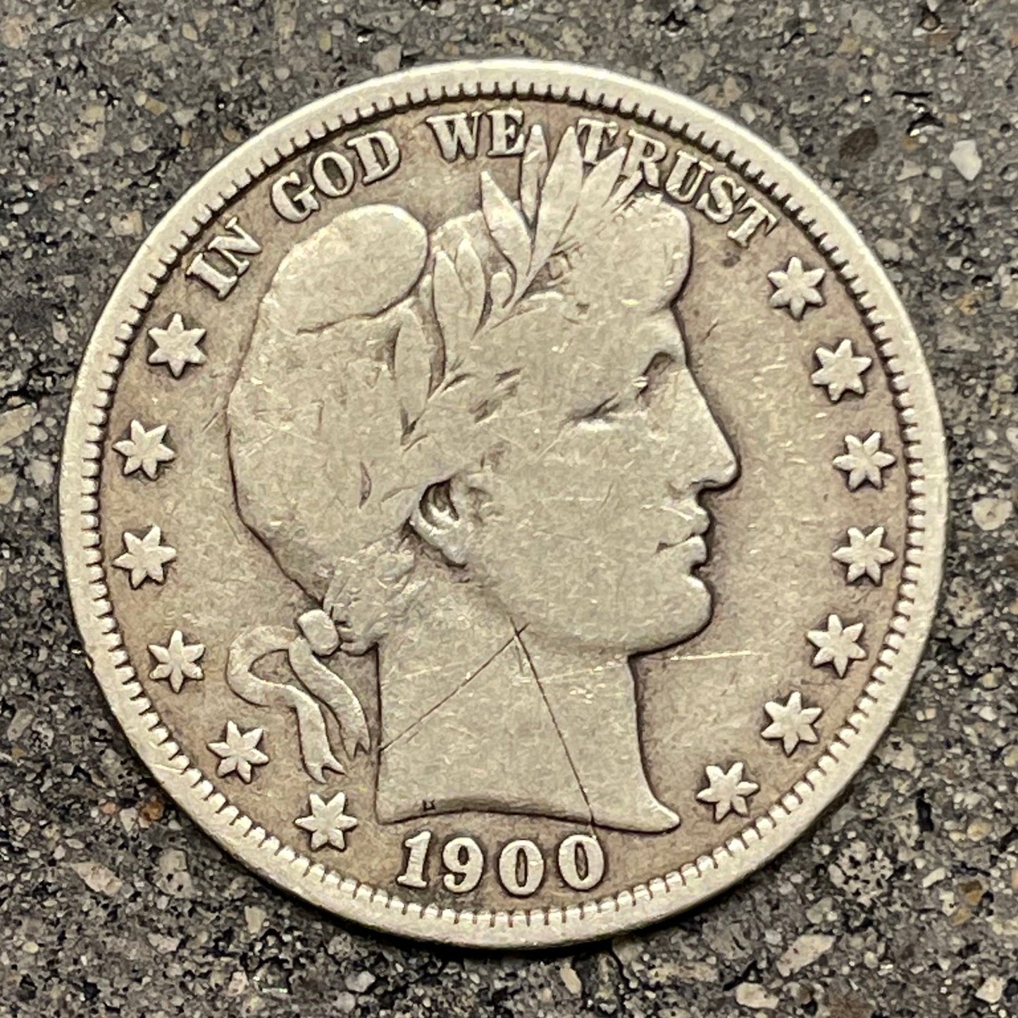 U.S. Barber Half Dollar Silver Coin front of coin. - Mountainstruck Coin Jewelry