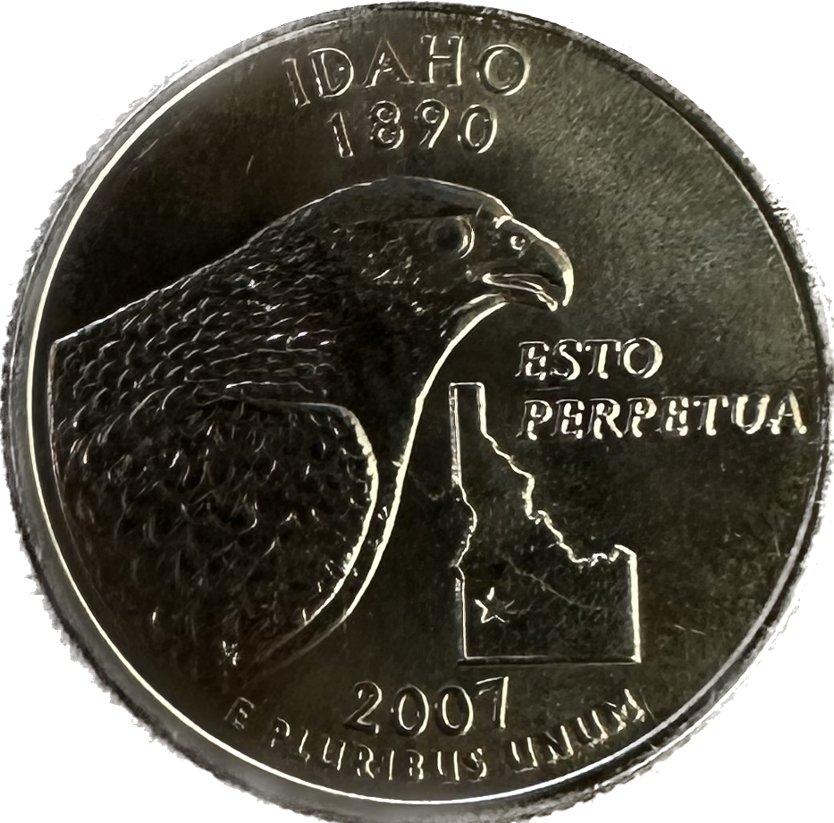 Back side of Idaho state quarter.