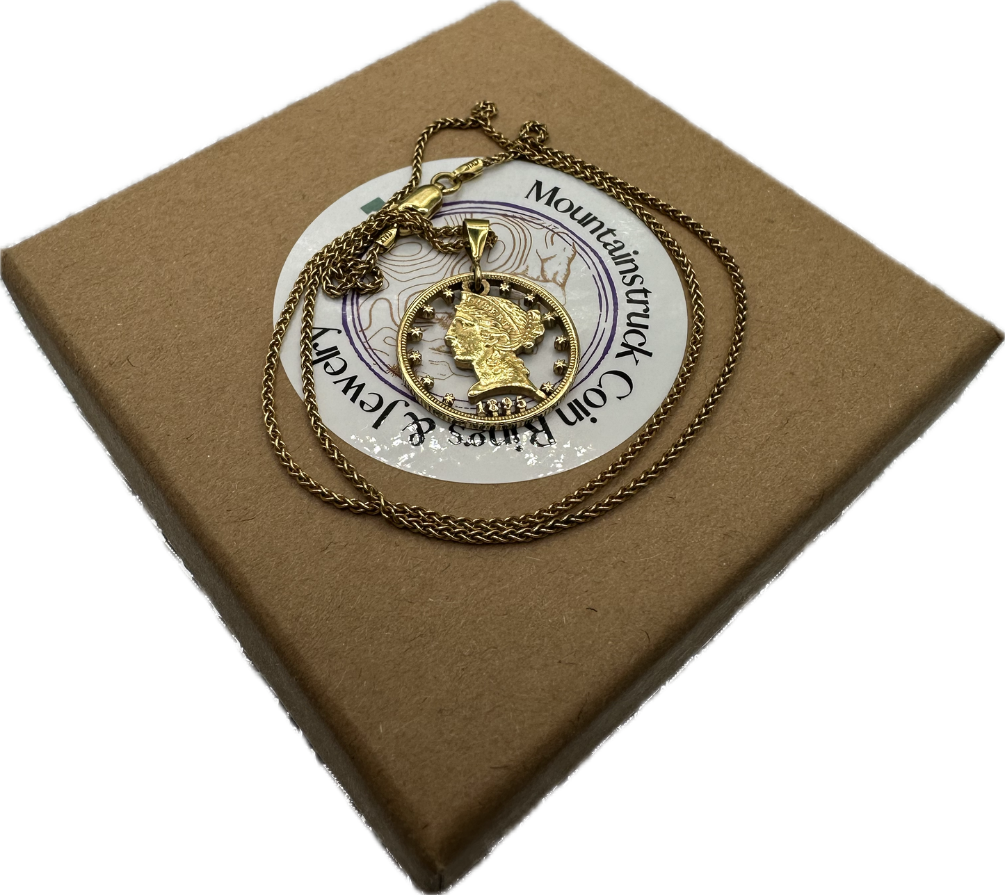 U.S. 22k Gold Half Eagle $5 Hand Cut Coin Necklace - Mountainstruck Coin Jewelry
