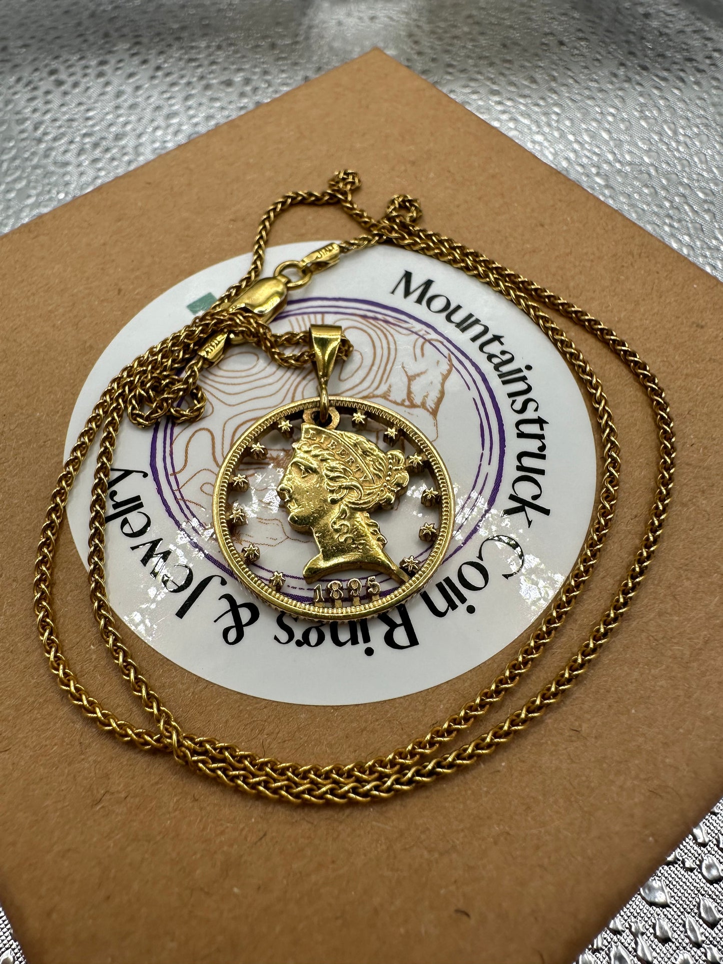 U.S. 22k Gold Half Eagle $5 Hand Cut Coin Necklace - Mountainstruck Coin Jewelry