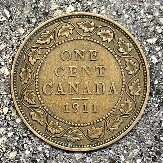 Canada Large Cent Leaf coin (back) on a concrete background. - Mountainstruck Coin Jewelry