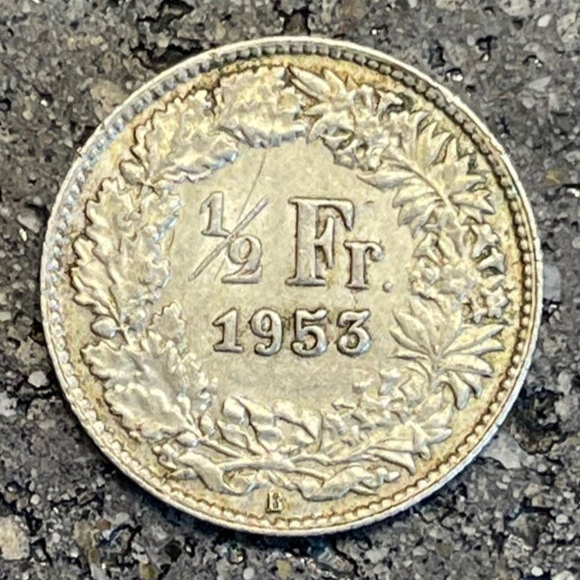 Swiss 1/2 Franc Silver Coin back - Mountainstruck Coin Jewelry