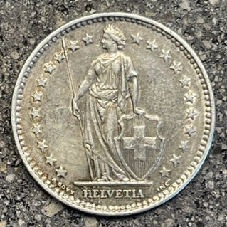 Swiss 2 Franc Silver Coin front - Mountainstruck Coin Jewelry