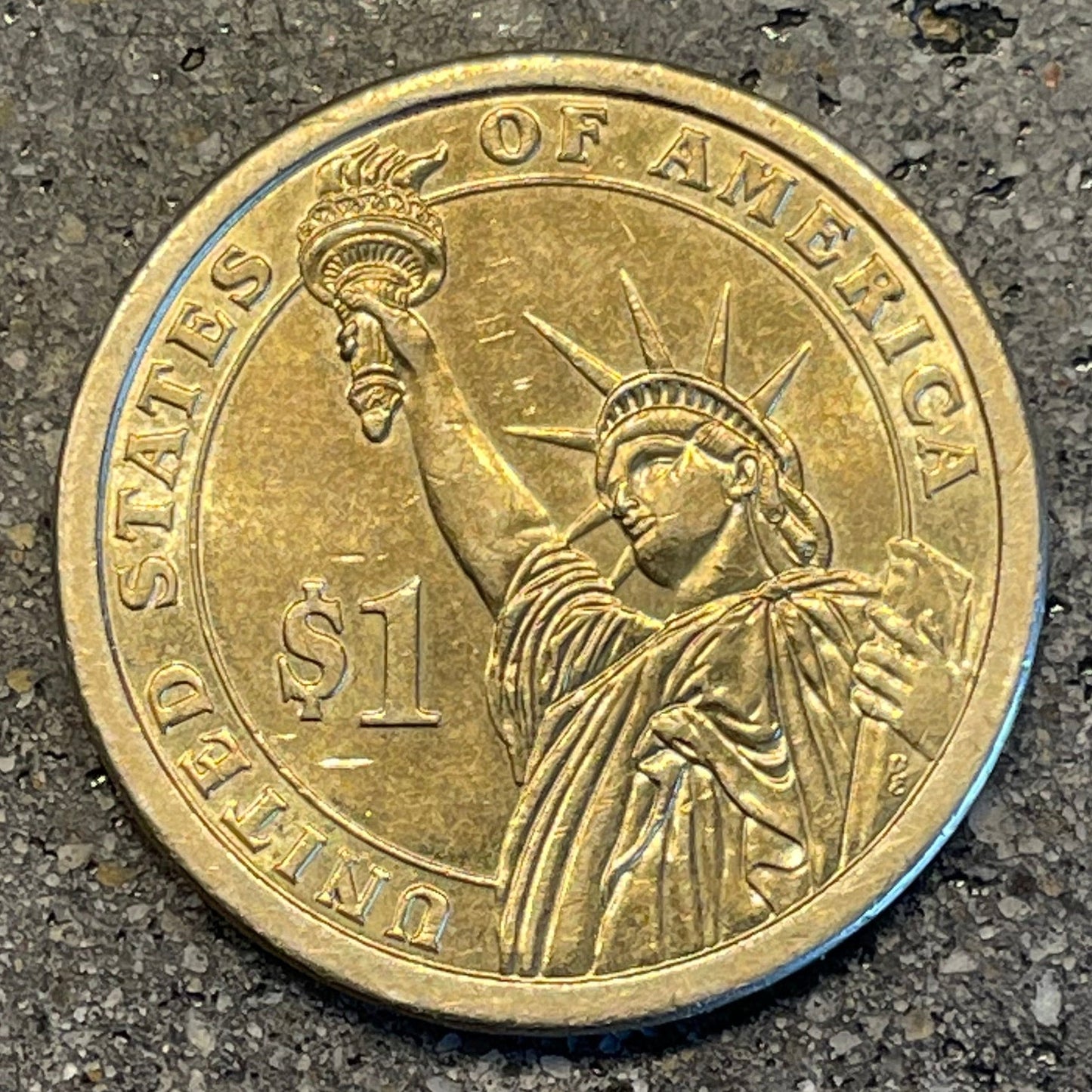 U.S. Presidential Dollar Coin back on a concrete background. - Mountainstruck Coin Jewelry