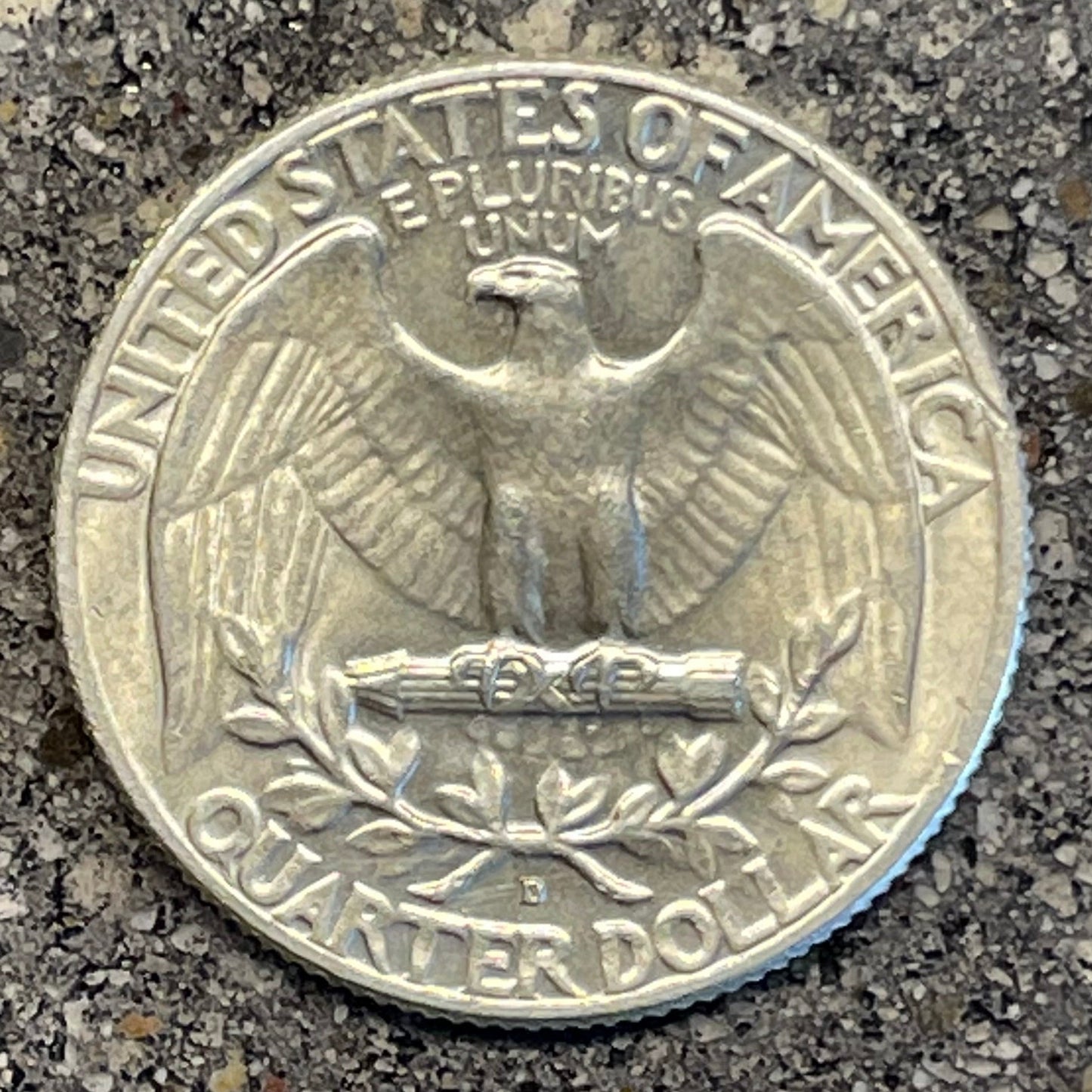U.S. Washington Silver Quarter Coin back on a concrete background. - Mountainstruck Coin Jewelry