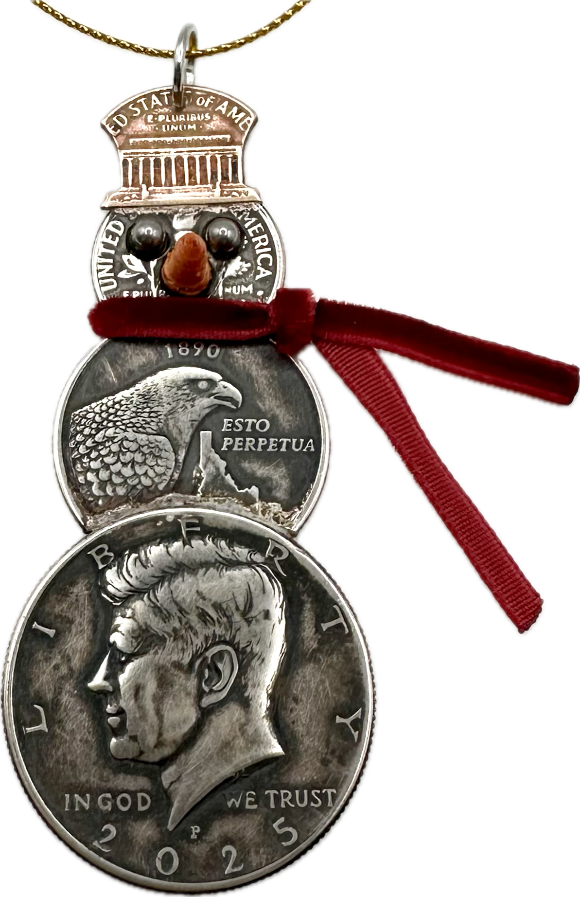 2025 Handmade Snowman Christmas Ornament - Mountainstruck Coin Jewelry