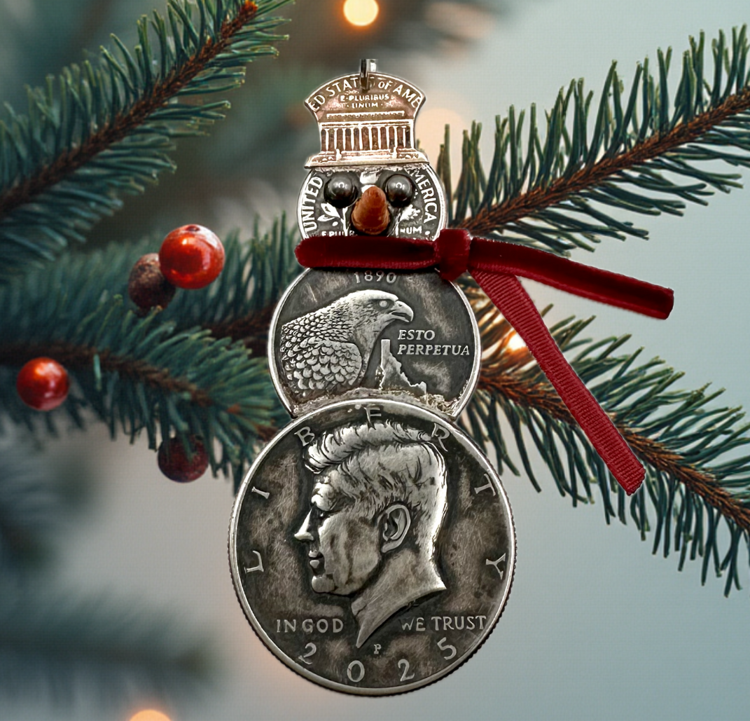 2025 Handmade Snowman Christmas Ornament - Mountainstruck Coin Jewelry