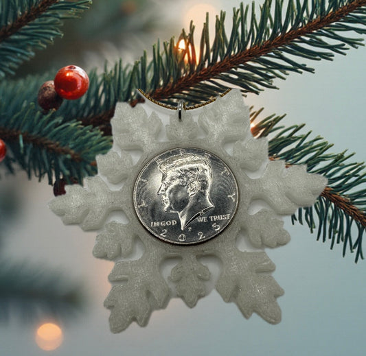 2025 Christmas Snowflake Half Dollar Ornament (Glows) - Mountainstruck Coin Jewelry