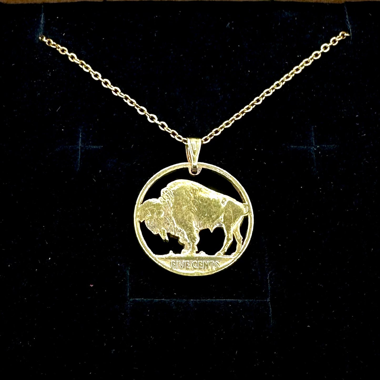 U.S. Buffalo Nickel Hand Cut Coin Necklace (Back)