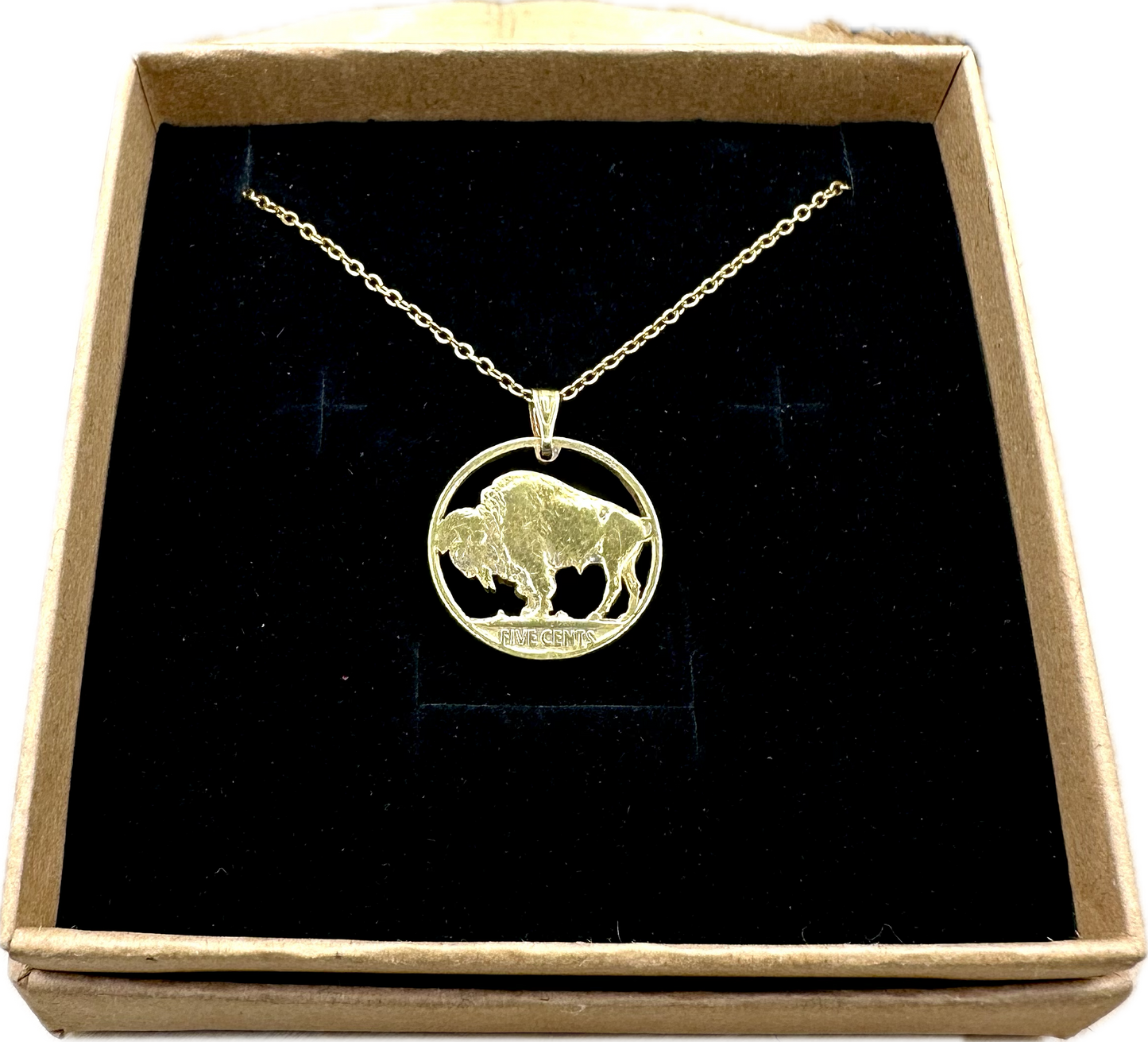 U.S. Buffalo Nickel Hand Cut Coin Necklace (Back)