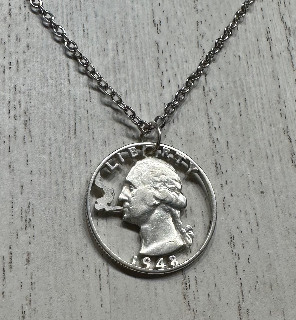 Smoking GW Silver Quarter Necklace