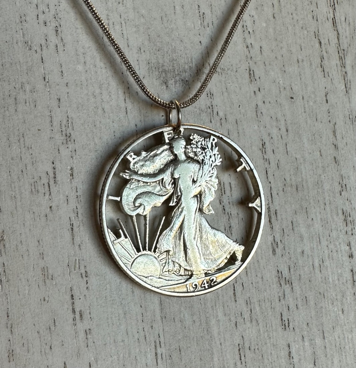 U.S. Walking Liberty Silver Necklace (Lady Liberty)