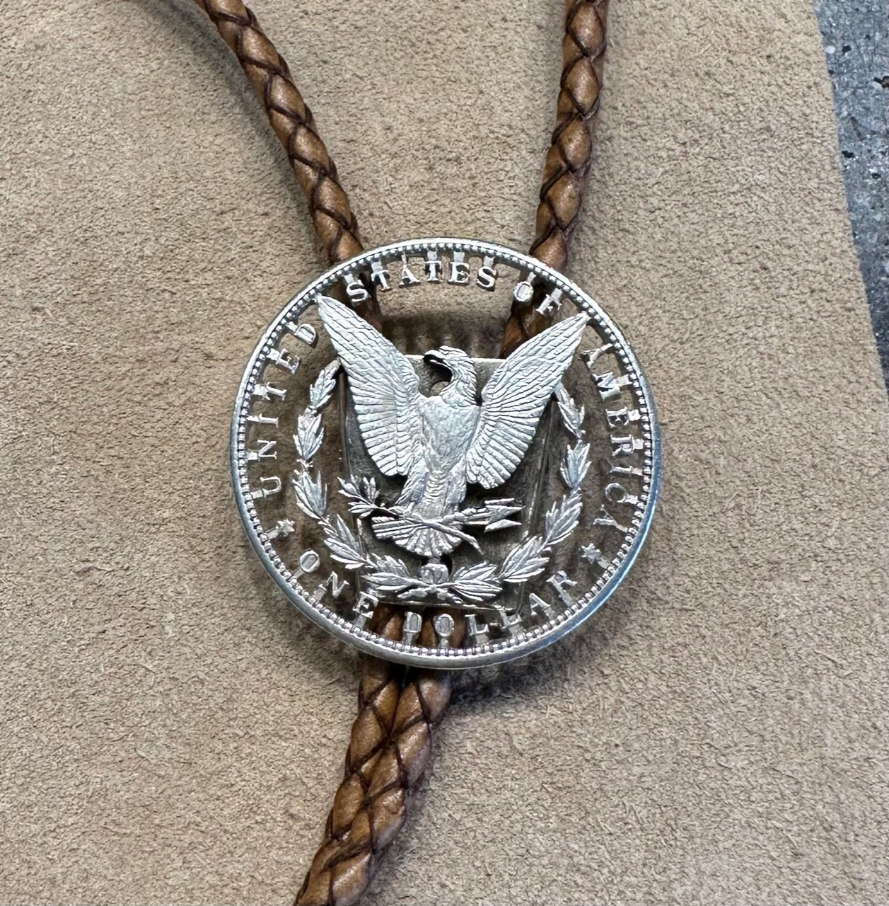 U.S. Morgan Silver Dollar Bolo Tie (reverse)