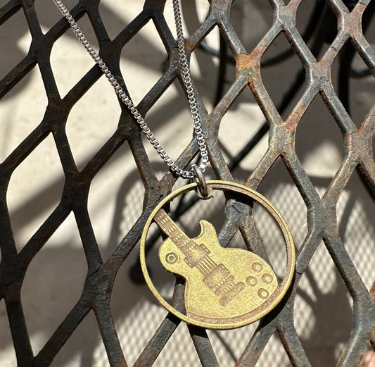 Guitar Token Hand Cut Necklace