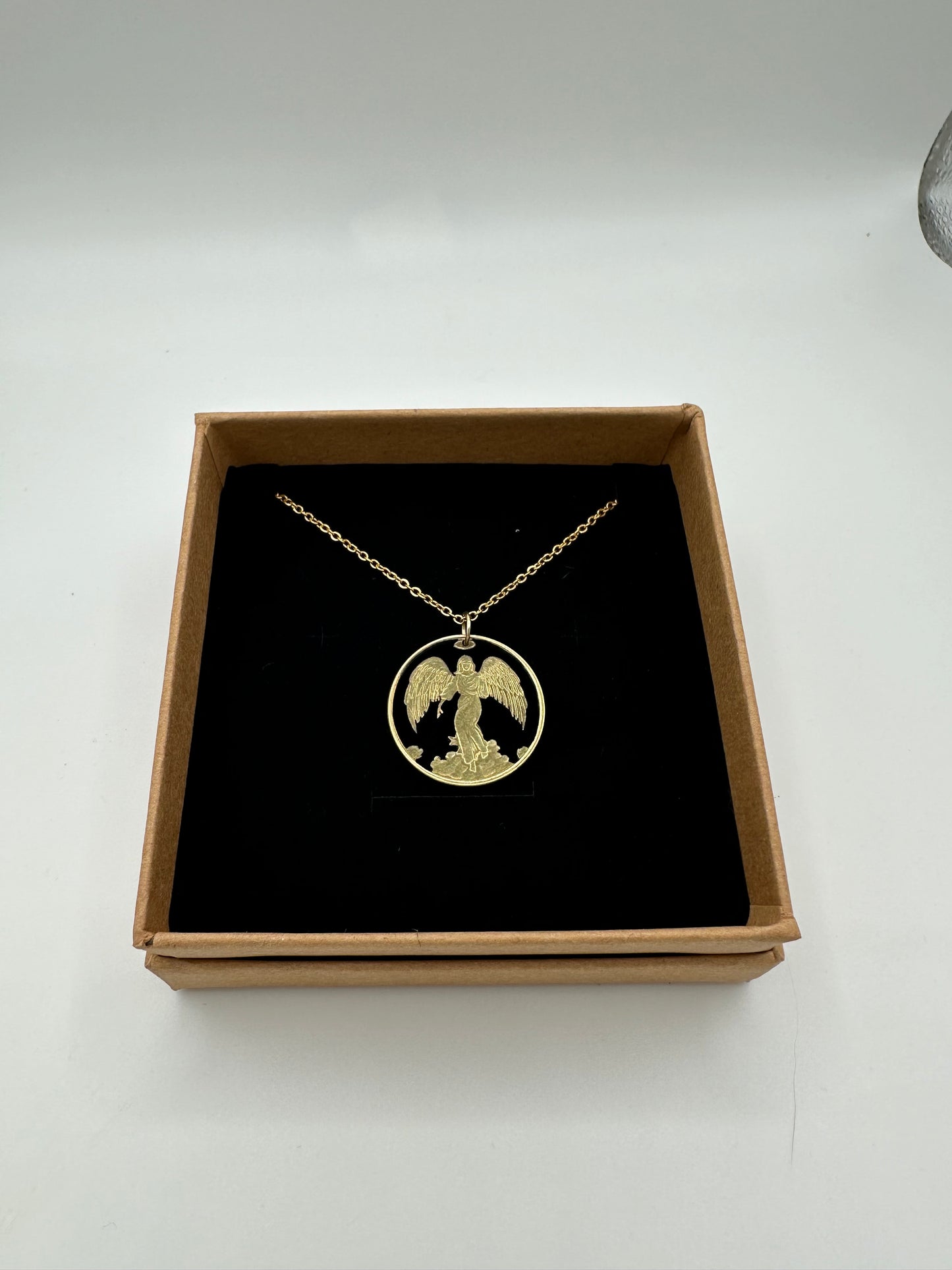 Guardian Angel Cut Token Coin Necklace Jewelry