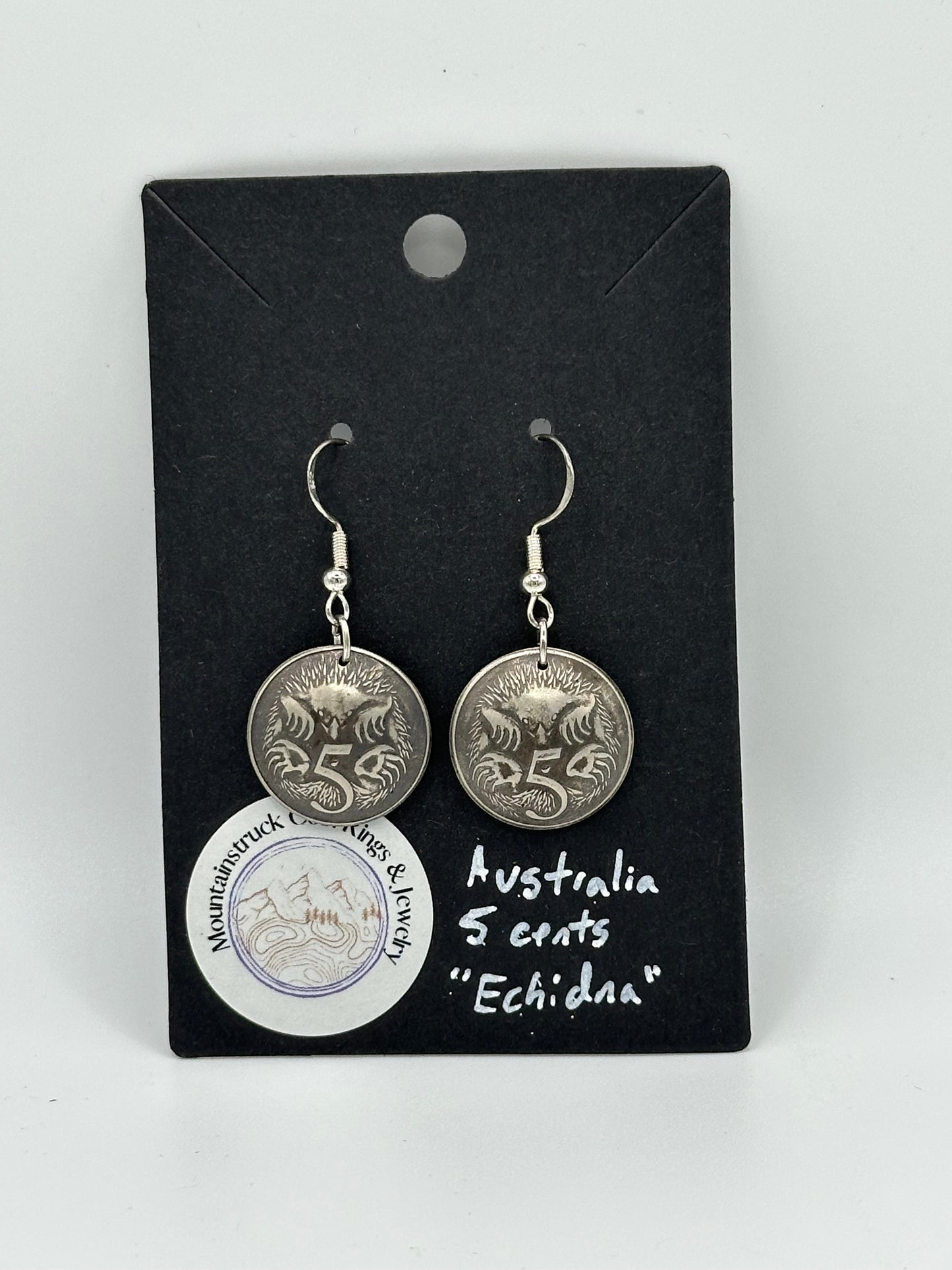 Echidna Cut Australia 5 Cent Coin Earrings Jewelry