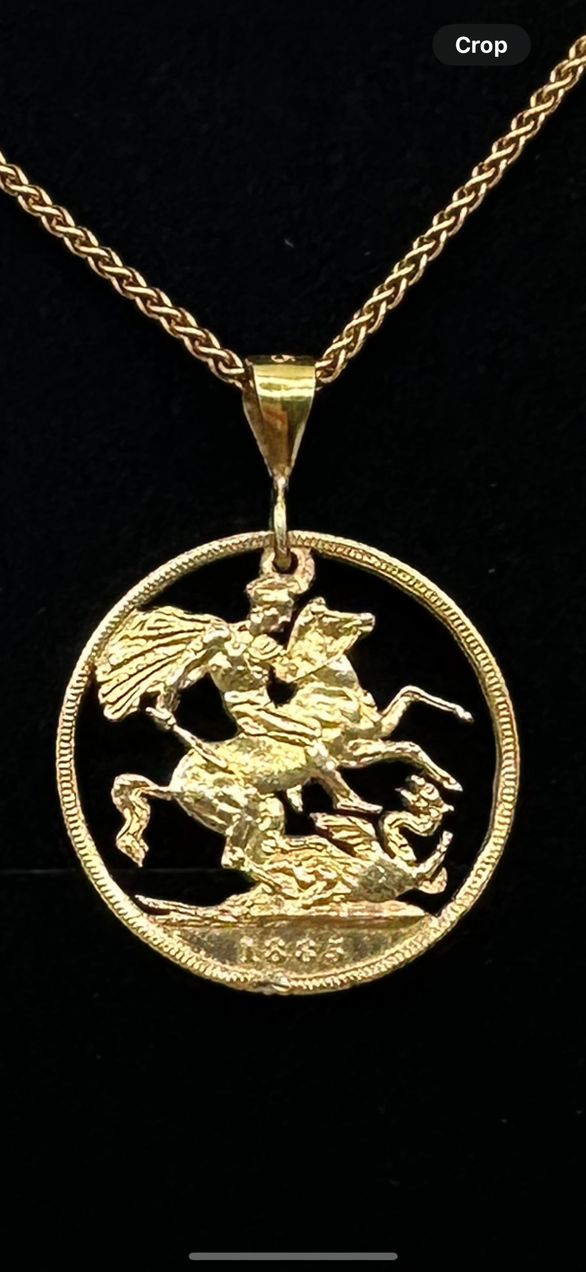 22k Solid Gold UK Gold Sovereign Cut Coin Necklace Jewelry