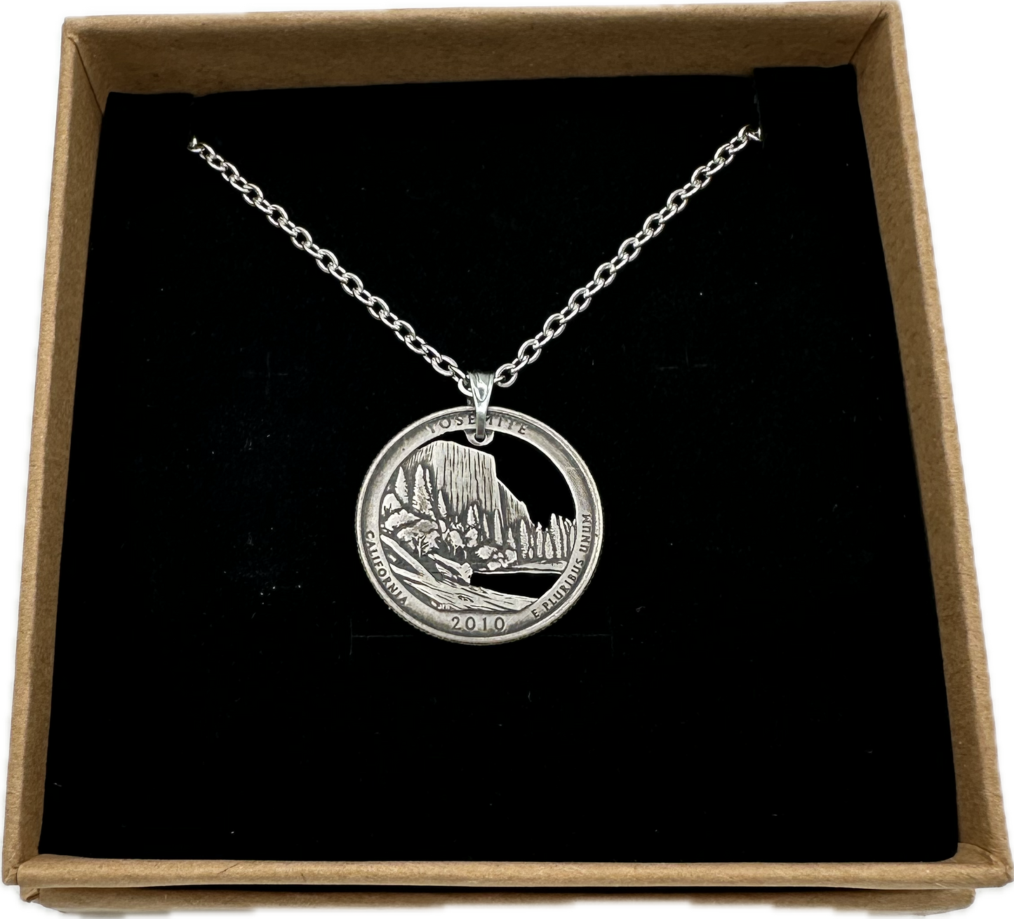 Yosemite Park Cut Quarter Coin Necklace Jewelry