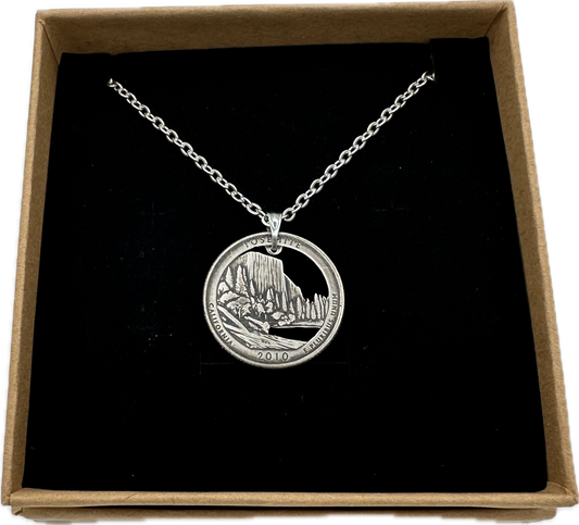 Yosemite Park Cut Quarter Coin Necklace Jewelry