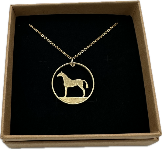 Horse Cut Ireland 20 Pence Coin Necklace Jewelry