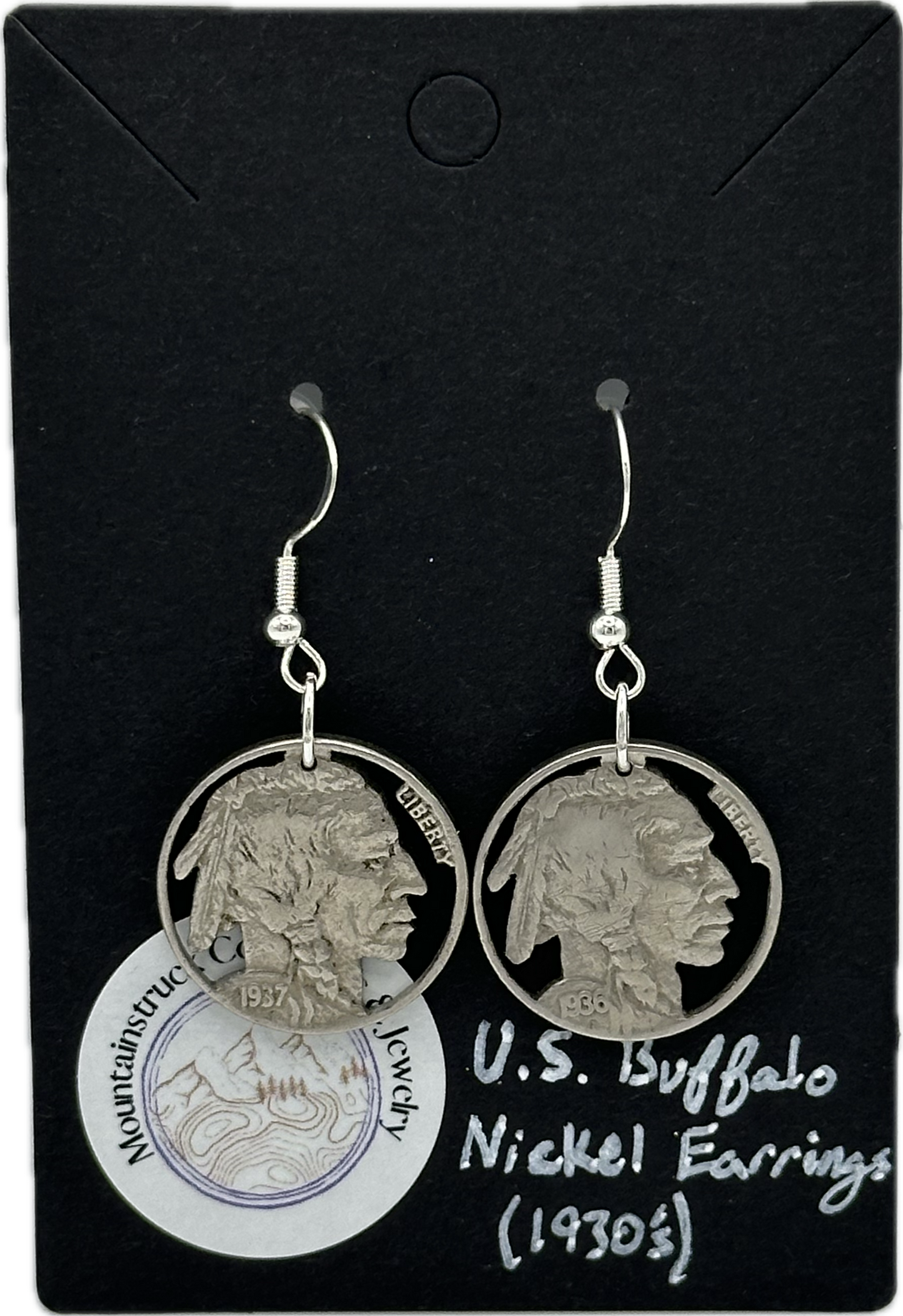 Native American Nickel Cut Coin Earrings Jewelry