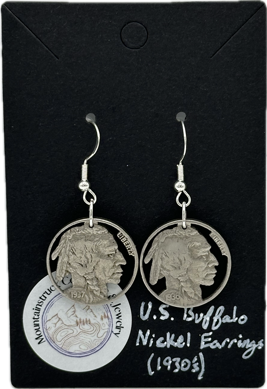 Native American Nickel Cut Coin Earrings Jewelry