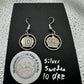 Crown Sweden Silver 10 Ore Cut Coin Earrings