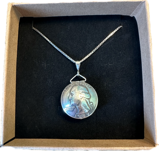 U.S. Silver Quarter Locket Coin Necklace