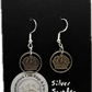 Crown Sweden Silver 10 Ore Cut Coin Earrings