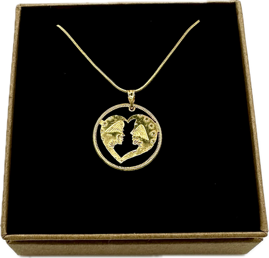 Token of My Love Series: You and I Hand Cut Gold Token Necklace