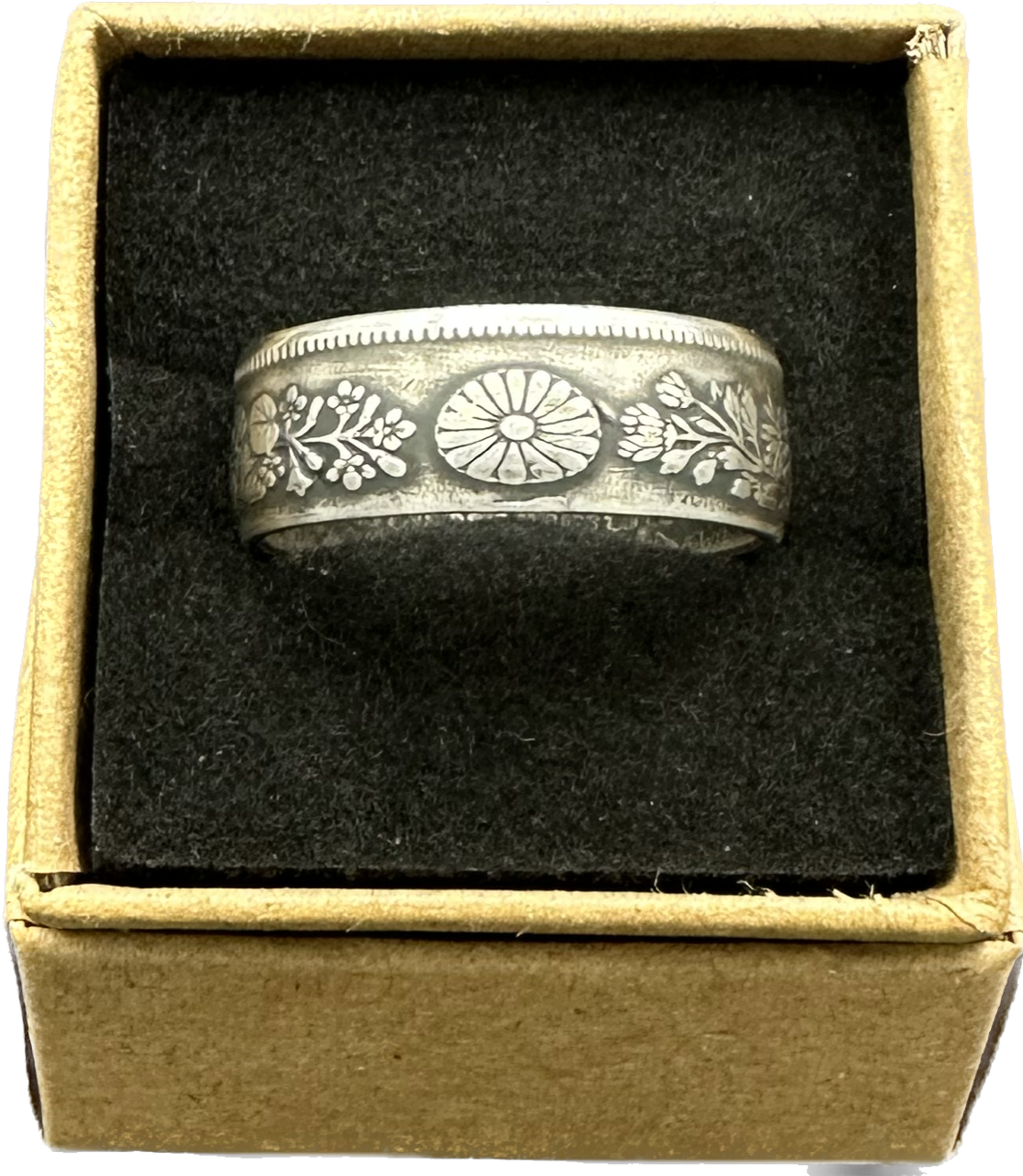 Japan 50 Sen Silver Coin Ring