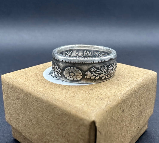 Japan 50 Sen Silver Coin Ring